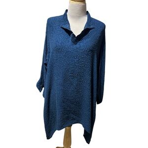 URU Lagenlook Floral Embossed Silk Tunic Size 2